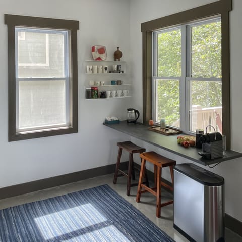 Full selection of teas, coffee, sugar, milk, honey and hot chocolate.