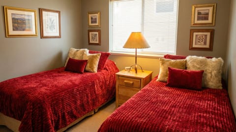 Second bedroom with two twin beds. 