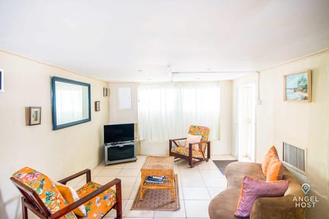Modern comforts like sofas and TV in a real authentic Barbados cottage!
