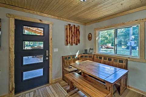 Dining Area | Farmhouse Table & Nook | Access to Patio
