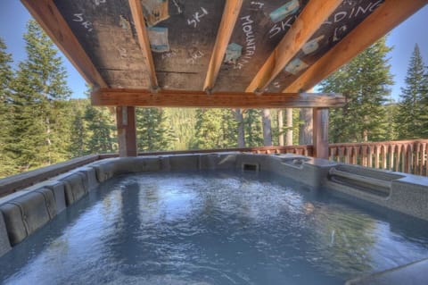 Hot tub overlooking the meadow and mountain views