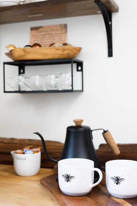 Relax and unwind with a cup of tea from our selection of flavors, all provided with a cozy tea kettle.