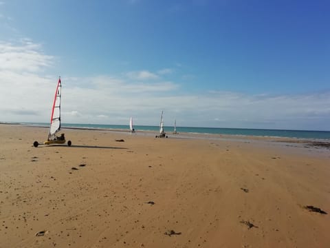 Beach nearby, sun loungers