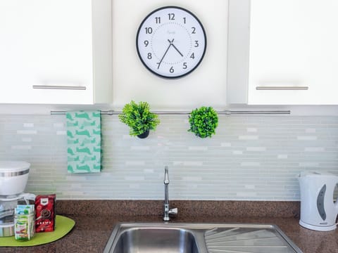 Fridge, oven, stovetop, coffee/tea maker