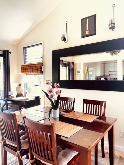 Dining settings for four.