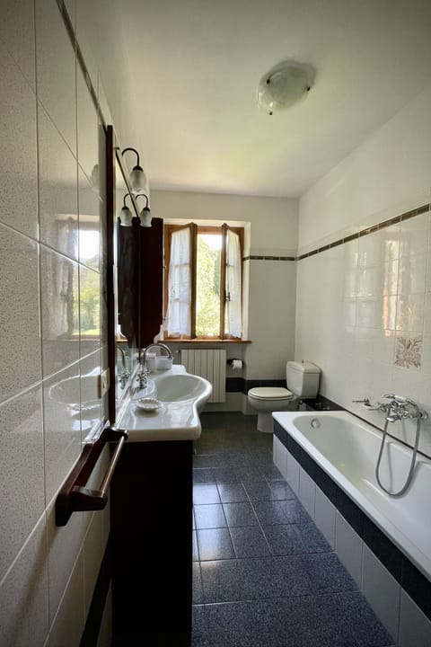 Combined shower/tub, hair dryer, bidet, soap