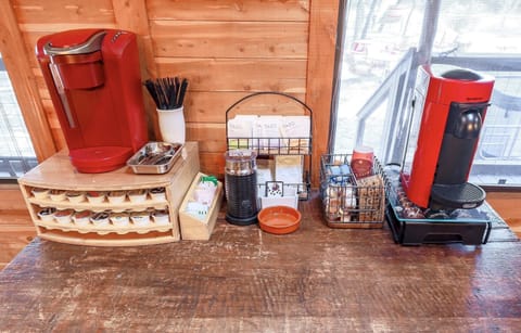 Complimentary Nespresso and Keurig coffee. Or brew your own in 12-cup Chefmate. 