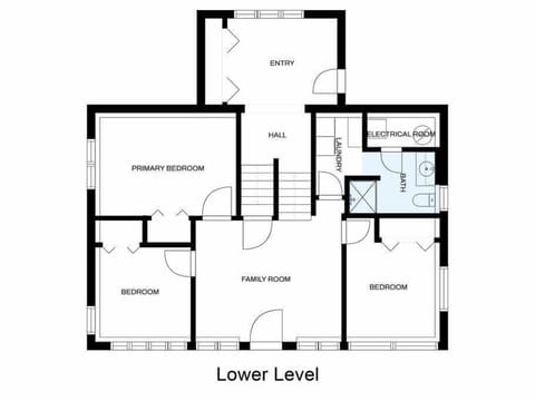 Lower Level Floor-plan: Includes bonus family room, 3 bedrooms, laundry room and full bathroom.