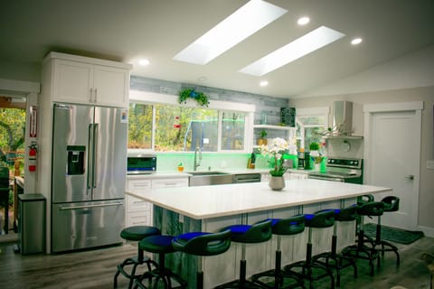 Spacious kitchen, newly remodeled with new appliances and ultra-cushioned stools