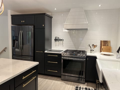 Newly remodeled kitchen with gas range