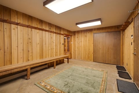 The large mud room with ski storage is the perfect place to store your boots, boards, and skis!