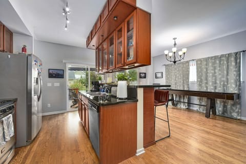 Kitchen with attached dining bar