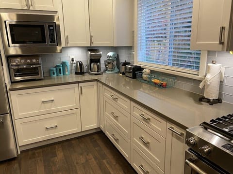 Fully stocked kitchen.