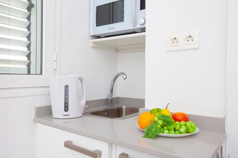 Fridge, oven, stovetop, electric kettle