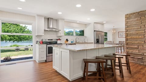 Renovated kitchen with beautiful lake and mountain views