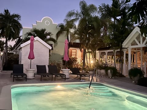 Outdoor pool, sun loungers