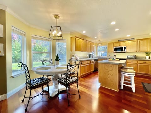 The bright Gourmet Kitchen.