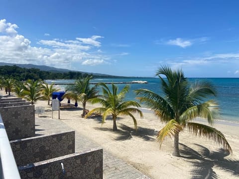 Beach nearby, sun loungers