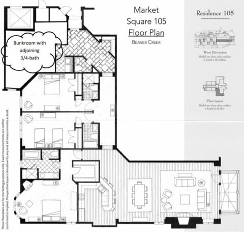 Floor Plan Market Square 105 overlooking ice rink in Beaver Creek Village