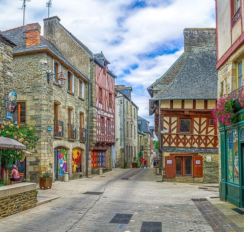 Josselin town centre with beautiful buildings