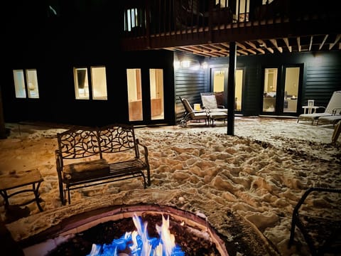 Cozy Fire pit, patio area and garden level of the house.