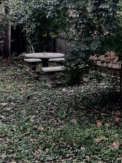 Small picnic lawn area below