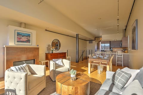 Open living area view into kitchen