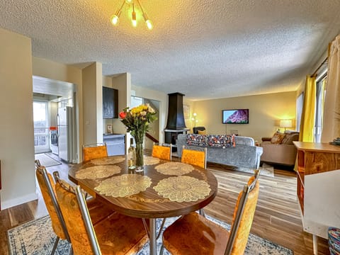 Six person dining table, with a selection of games available to play!