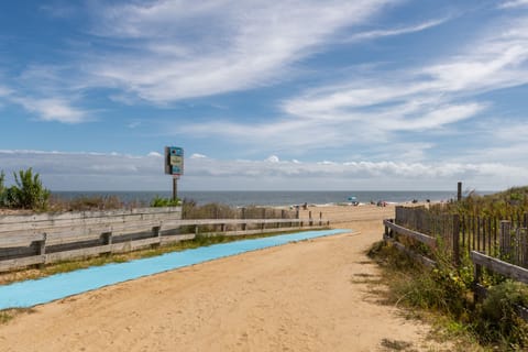 Beach nearby, sun loungers