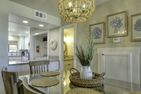 Just off the dining area is a half-bath. The condo has 2-1/2 bathrooms.