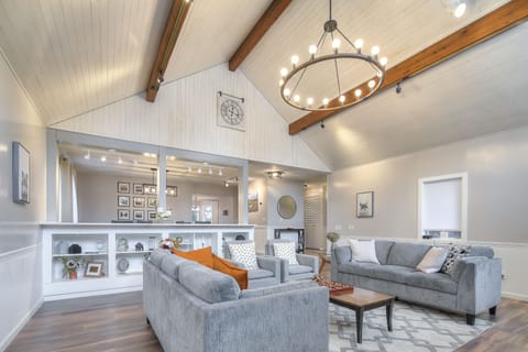 Grand living room with vaulted ceilings - you'll love the rustic charm