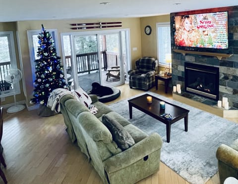 Smart TV, fireplace, video games, foosball