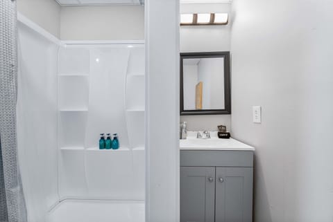 Combined shower/tub, jetted tub, hair dryer, towels