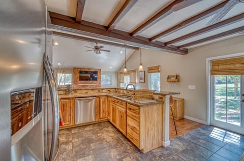 Coffee first! Prepare anything you desire for the entire group in the fully equipped kitchen, but first coffee. Prepare your coffee just how you like it with either the french press or drip coffee machine.