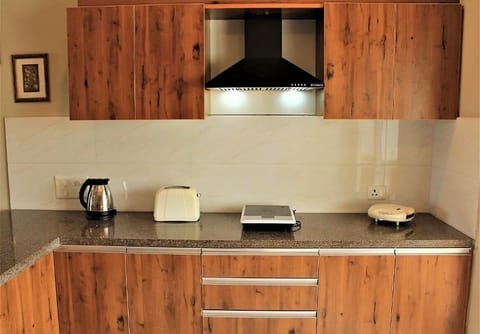 Fridge, microwave, oven, electric kettle