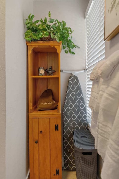 The flat has an iron, ironing board and a hair dryer for your convenience. 