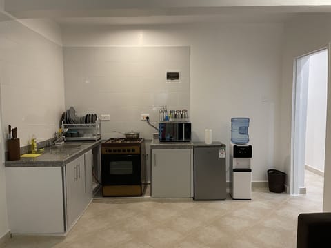 Fridge, microwave, oven, electric kettle