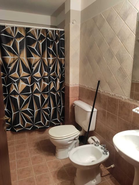 Combined shower/tub, bidet, towels, soap