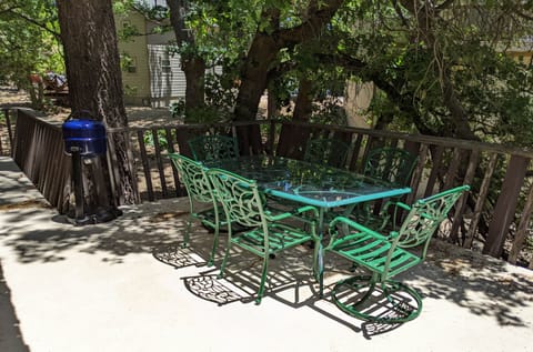 Main South Deck, all set up with furniture and electric grill