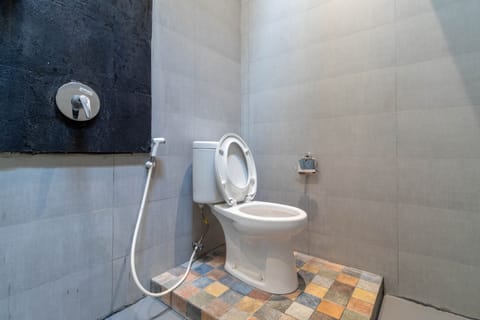 Shower, jetted tub, hair dryer, bidet