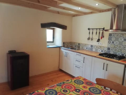 Corner of kitchen with pellet burner