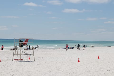 Beach nearby, sun loungers