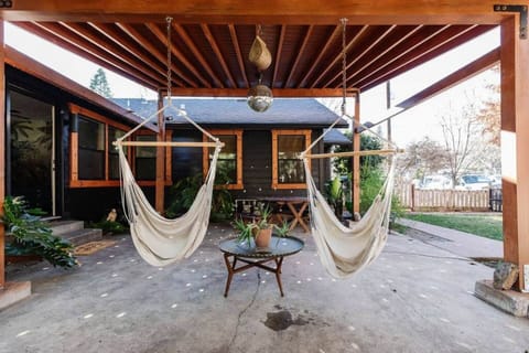 Twin hammock chairs for you and your companion. 