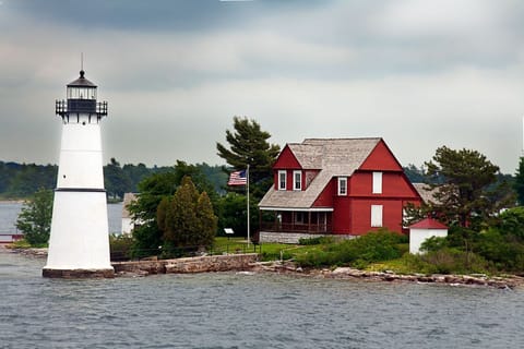 Rock Island Light house located in Fisherslanding.  Also a mural in the River Rm