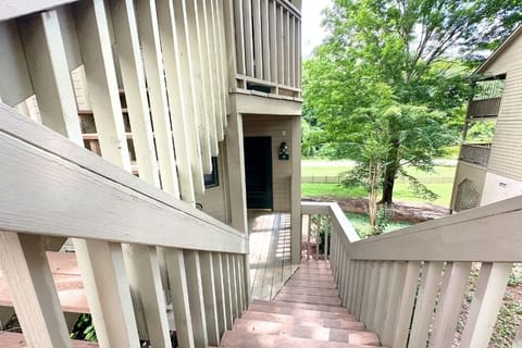 8 steps down to the front door.