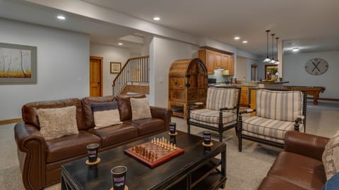 Lower level family room looking into bar area