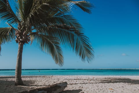 On the beach, beach towels