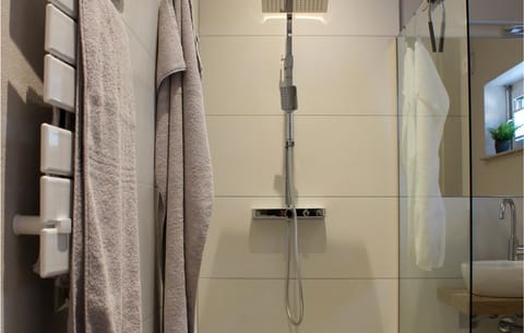 Combined shower/tub, hair dryer