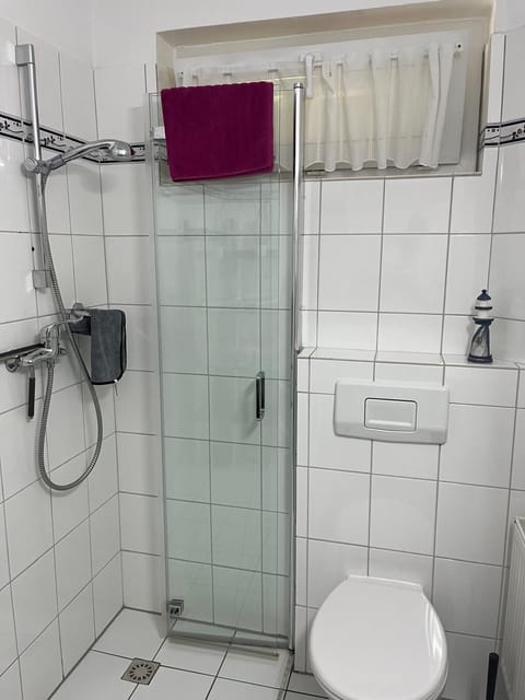 Shower, hair dryer, soap