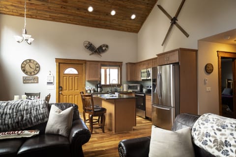 View of the kitchen from the living area.